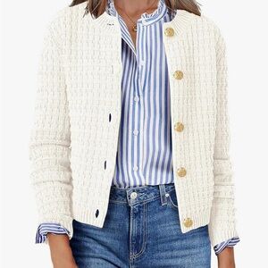 Women's Cream Textured Cardigan